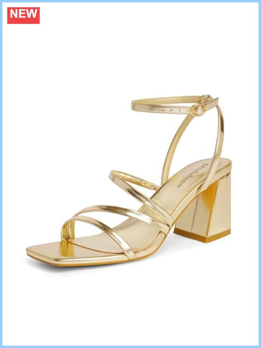 Women's Heeled Sandals Square Toe Strappy Chunky Block Heel Prom Shoes